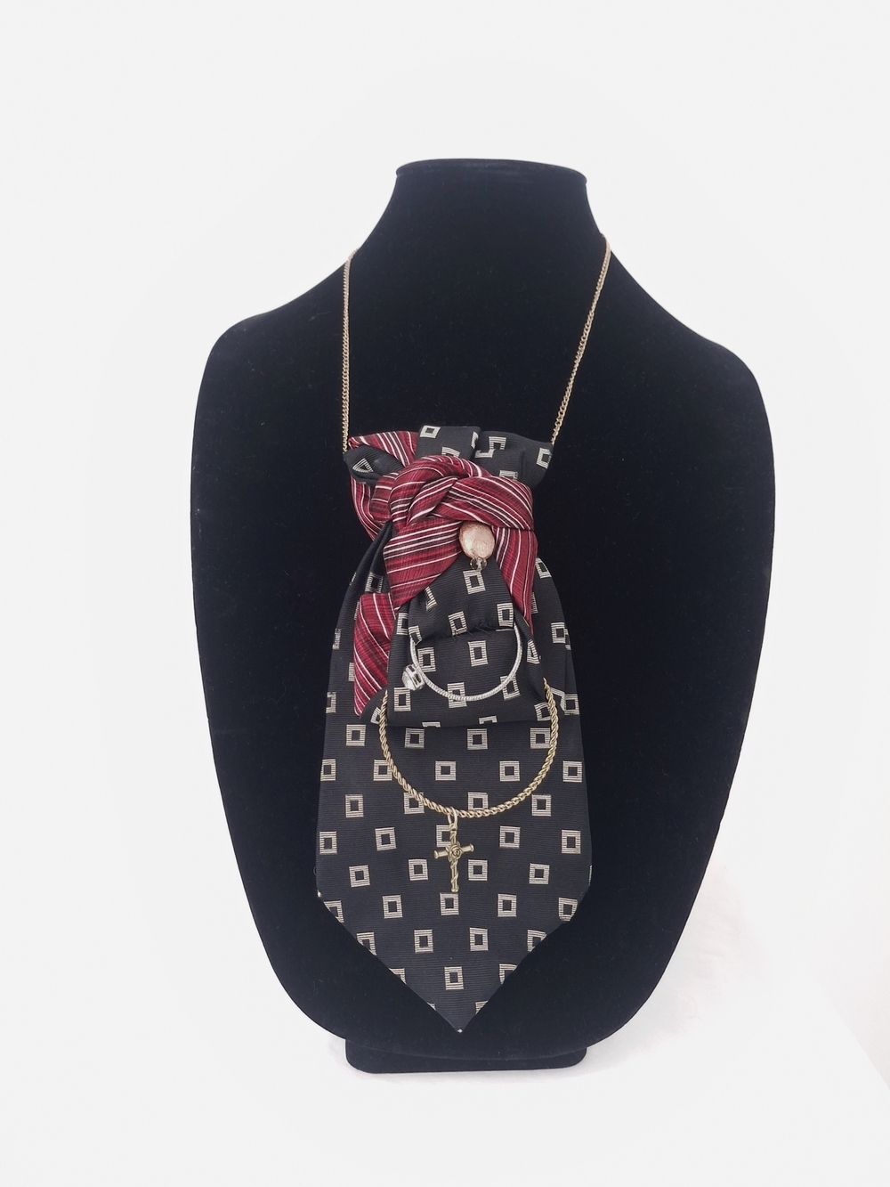 ✨Upcycled Nautica Tie Necklace Choker | Statement Jewelry✨